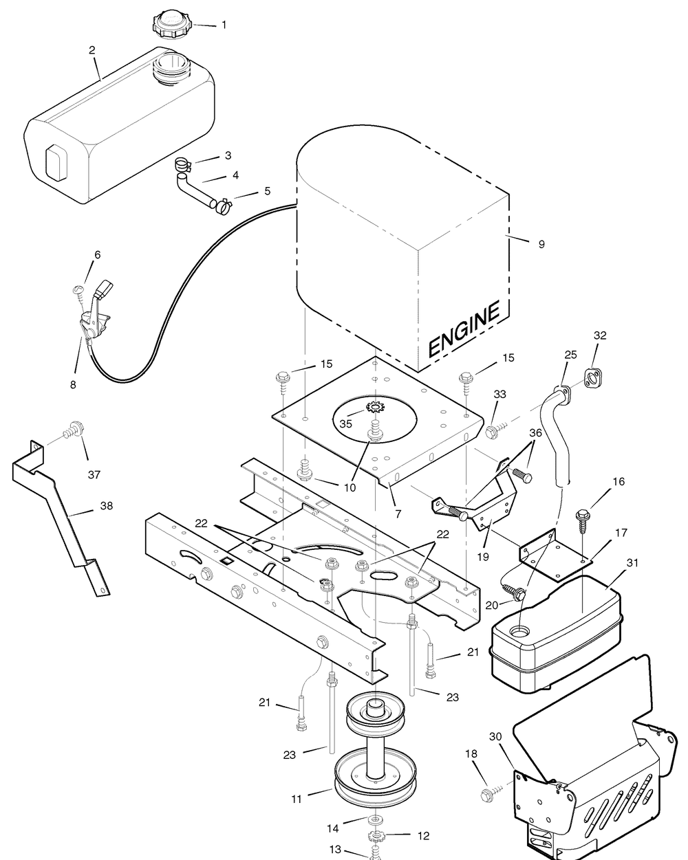 Engine Mount Diagram and Parts List for 405017X190B-7800296 2007 Briggs and Stratton Lawn Tractor
